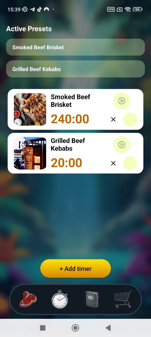 Recipe list screen